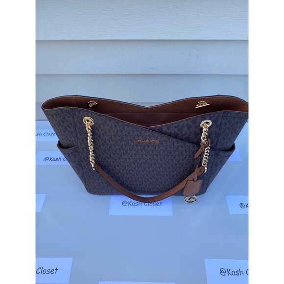 Michael Kors shoulder bag tote xchain bag jet set bag MK signature brown - Picture 8 of 12